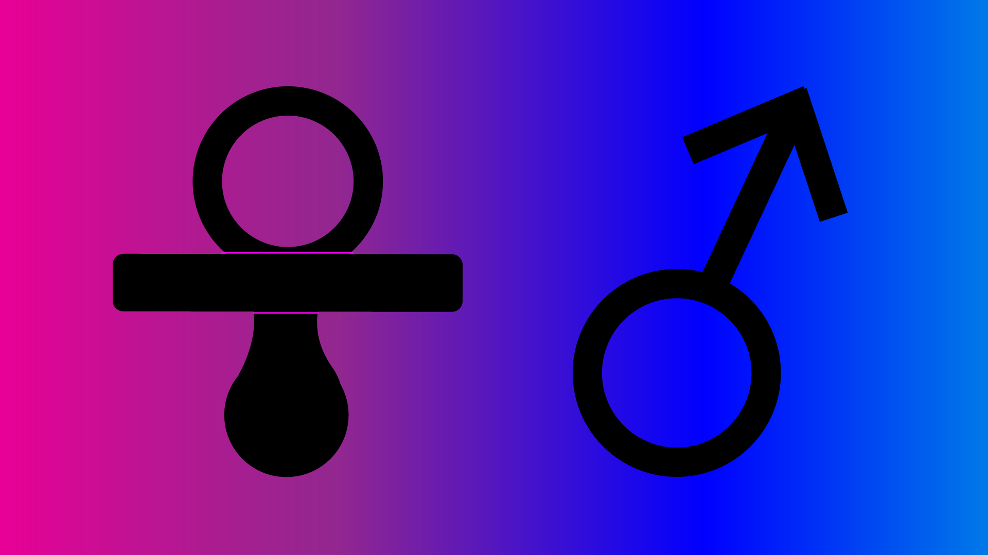Icons of a pacifier and a male symbol