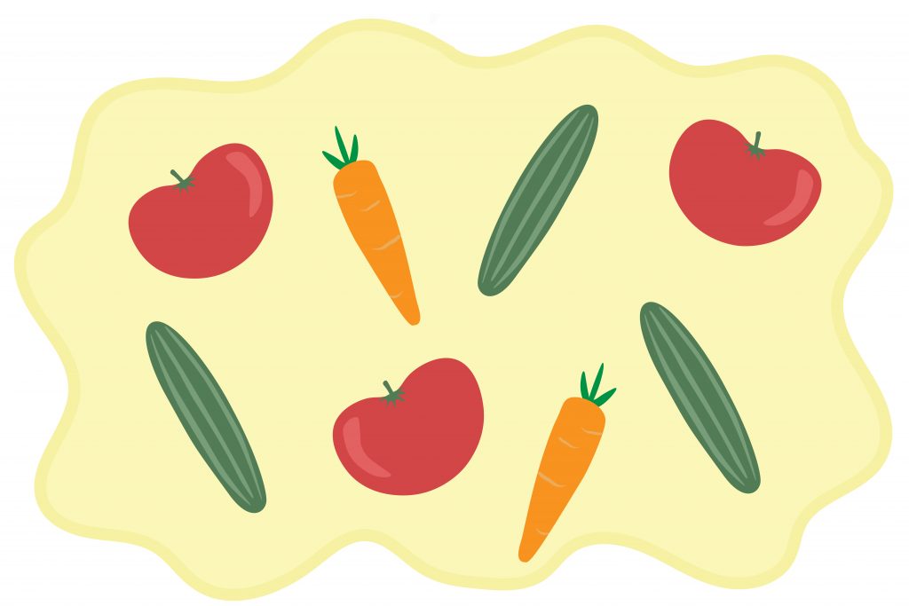 Illustration of vegetables. 