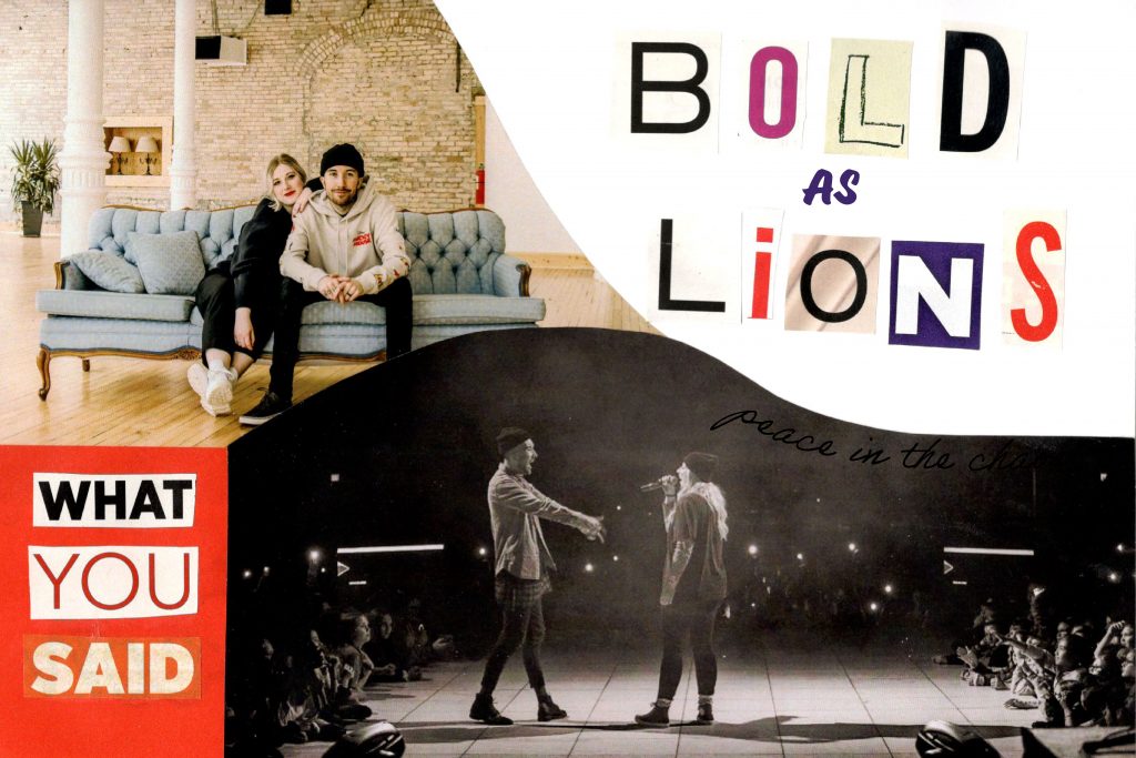 A collage of photos of Bold as Lions, portrait and live show.
