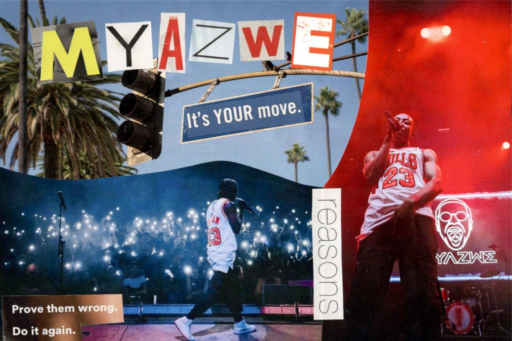 A collage of Myazwe live show photos.