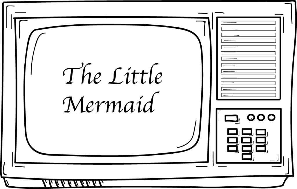 An illustration of a TV with "The Little Mermaid" on the screen.