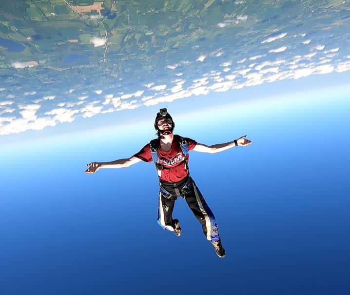 Jeremy Trillaud is a skydiver with depression, diving toward earth.