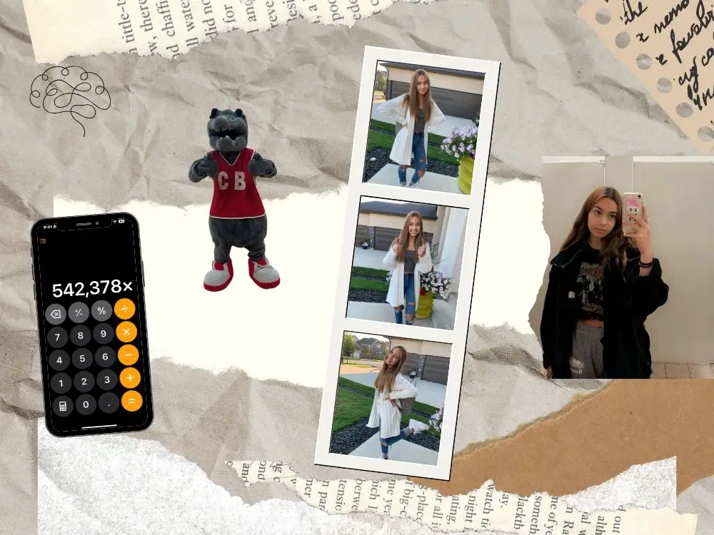 A collage of photos of Gabby in high school.