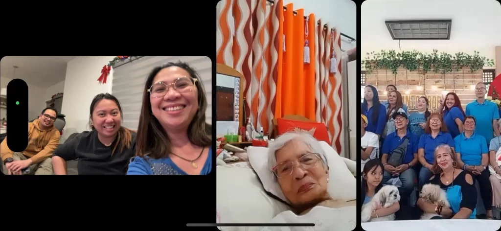 A family picture taken as a screenshot from a group video call