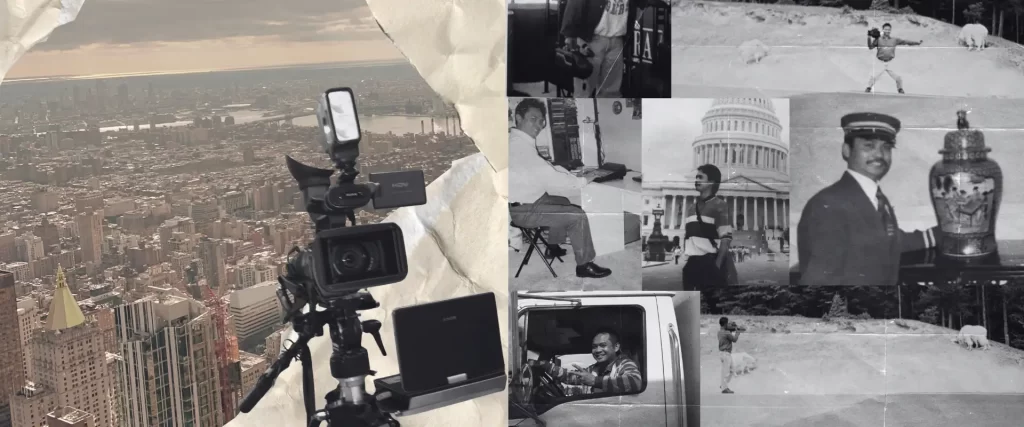 Collage of Luis in various jobs.