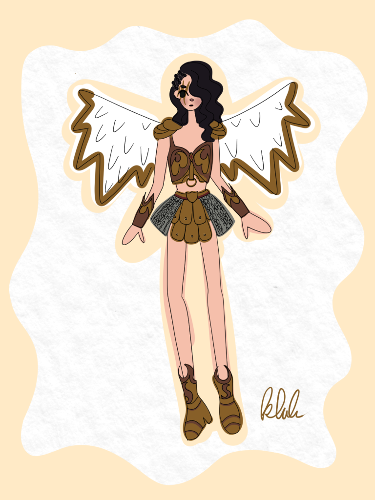 A fashion sketch of Sienna from Terrifier 2 (Katie Hilder)